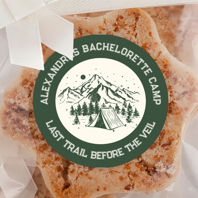 Mountain Camping Weekend Bachelorette Classic Classic Round Sticker (Creator Uploaded)