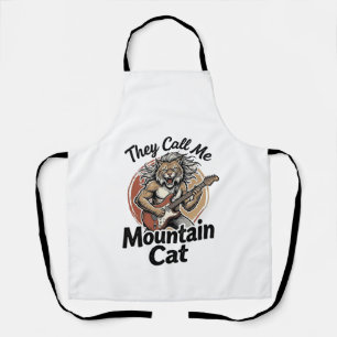 Mountain Cat Vintage Engraving Rock Graphic Tee_1 Apron