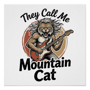 Mountain Cat Vintage Engraving Rock Graphic Tee_1 Poster