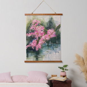 Mountain Cherry Blossoms Hanging Tapestry