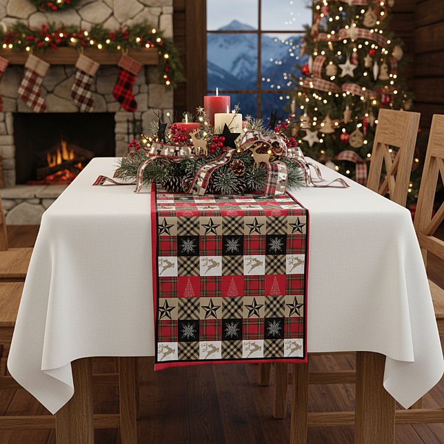 Mountain Christmas patchwork Medium Table Runner (Creator Uploaded)