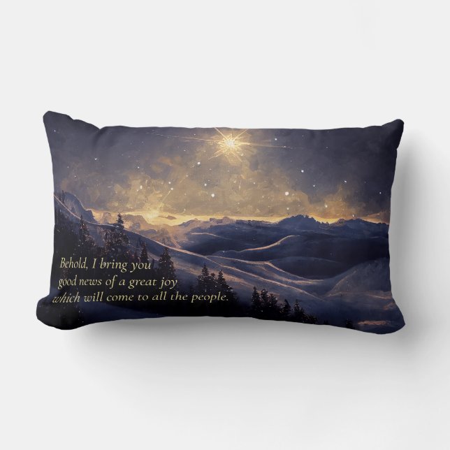 Mountain Christmas Star Lumbar Pillow (Front)