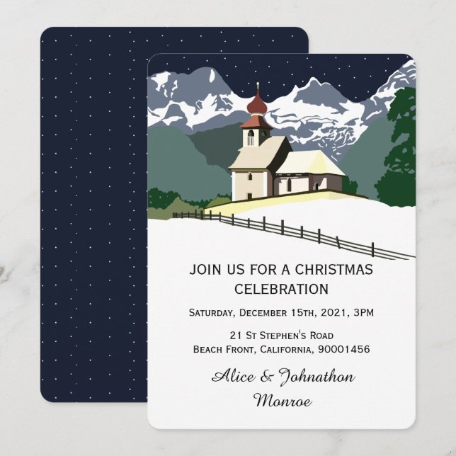 Mountain Church Christmas Party Invitation (Front/Back)