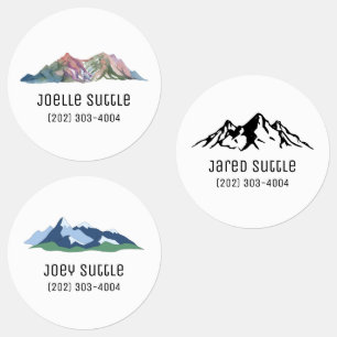 Mountain Circle Sticker Name Labels