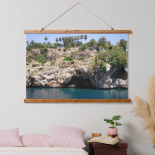 Mountain cliffs with Mediterranean sea Hanging Tapestry