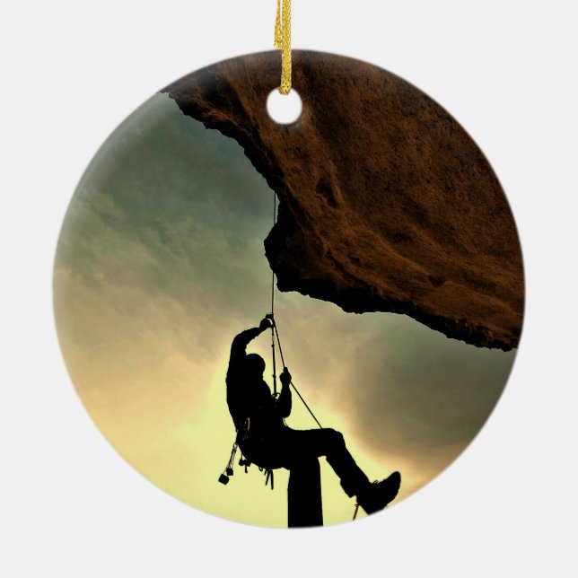 Mountain climber beautiful scenery ceramic ornament (Back)
