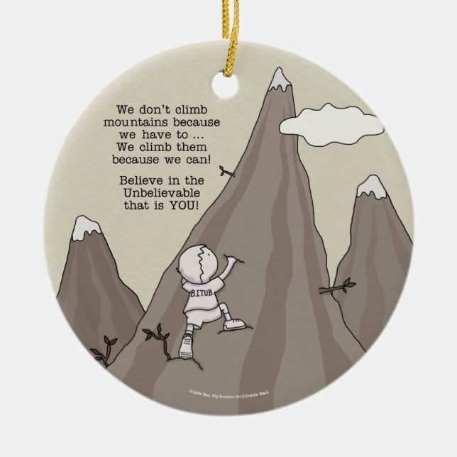Mountain Climber Ceramic Ornament (Front)