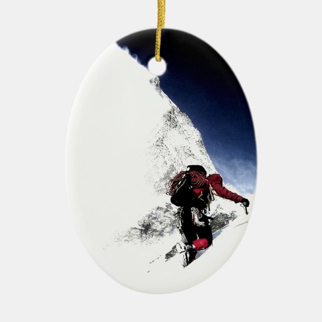 Mountain Climber Extreme Sports Ceramic Ornament (Front)