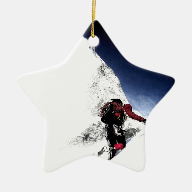 Mountain Climber Extreme Sports Ceramic Ornament (Front)