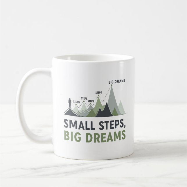Mountain Climber Goal Progress Inspirational  Coffee Mug (Left)