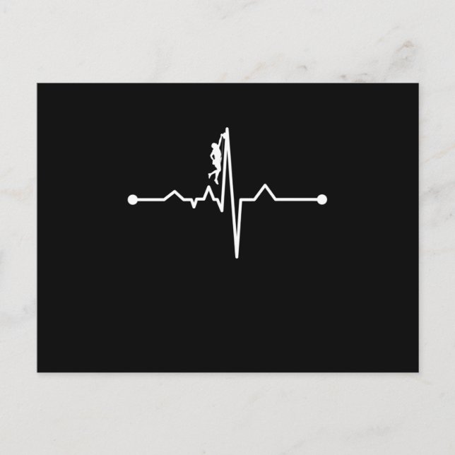 Mountain Climber Heartbeat Rock Climbing Lover Gra Announcement Postcard (Front)