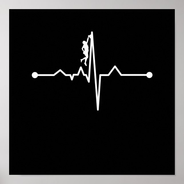Mountain Climber Heartbeat Rock Climbing Lover Gra Poster (Front)
