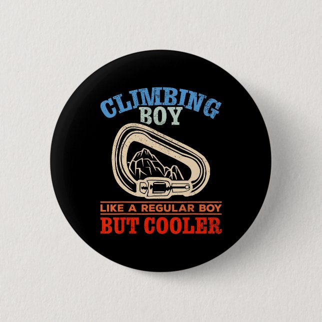Mountain Climbing Boy Climbing Wall Bouldering Roc 2 Inch Round Button (Front)