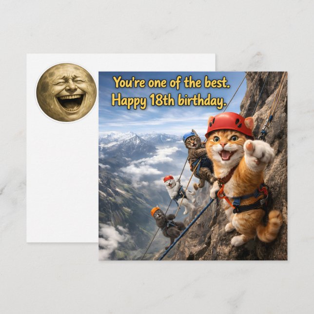Mountain climbing cats custom happy 18th birthday  (Front/Back)