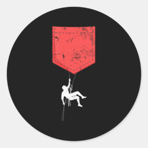 Mountain Climbing Chest Pocket Bouldering Rock Cli Classic Round Sticker