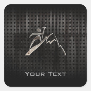 Mountain Climbing; Cool Black Square Sticker
