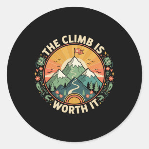 Mountain Climbing Motivation Inspirational Art Classic Round Sticker