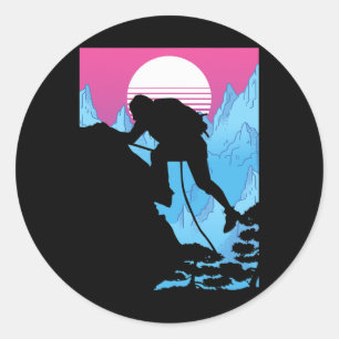 Mountain Climbing Rock Climber Mountaineering _2 Classic Round Sticker