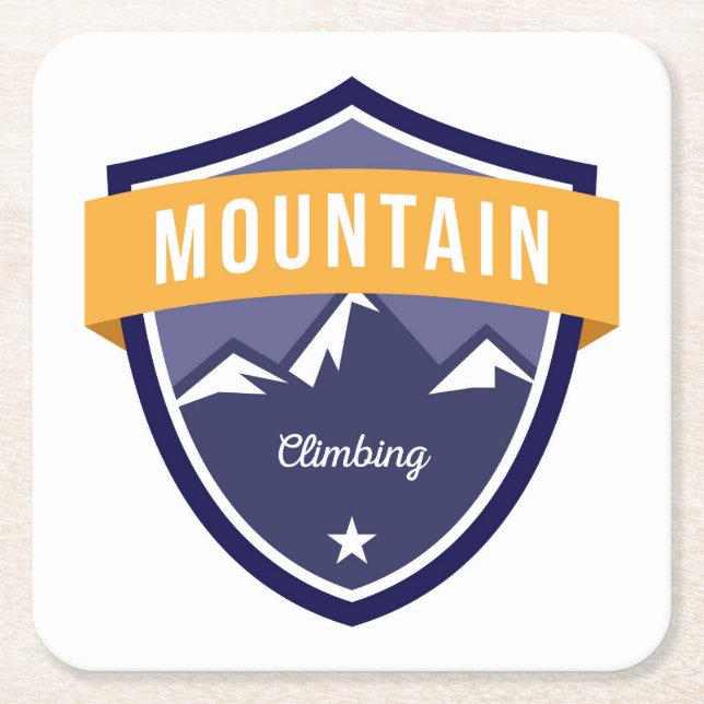 Mountain Climbing Square Paper Coaster (Front)