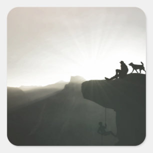 Mountain climbing Yosemite motivation and humour Square Sticker