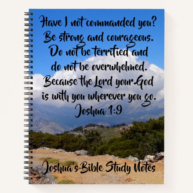 Mountain Cloud Joshua 1:9 Customizable Bible Verse Notebook (Front)
