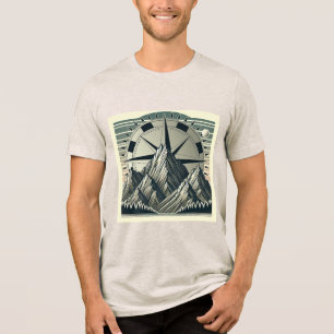 Mountain Compass Vintage Adventure Travel Art Tri-Blend Shirt