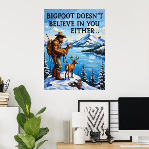 Mountain Contemplation: Sasquatch and the Fawn Poster