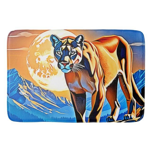 Mountain Cougar: Sunset Majesty Bath Mat (Front)