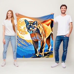 Mountain Cougar: Sunset Majesty Fleece Blanket