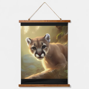 Mountain Cougar Wildlife Portrait Hanging Tapestry