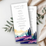 Mountain Country Field Landscape Wedding Program<br><div class="desc">Mountain Country Lilac Fields Landscape Theme Collection.- it's an elegant script watercolor Illustration of colourful mountain Landscape,  perfect for your summer spring country wedding & parties. It’s very easy to customize,  with your personal details. If you need any other matching product or customization,  kindly message via Zazzle.</div>