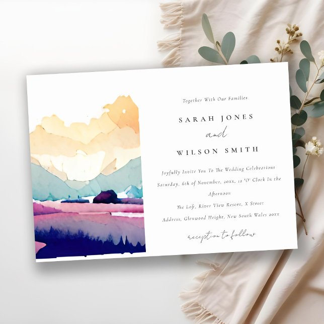 Mountain Country Lilac Fields Landscape Wedding Invitation (Creator Uploaded)