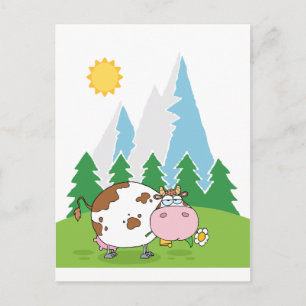 Mountain Dairy Cow With Flower In Mouth Postcard