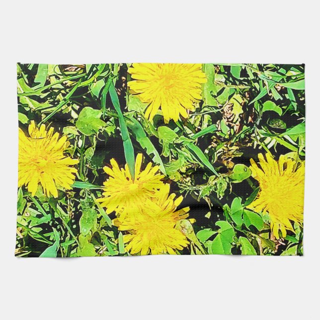 Mountain Dandelions Photo From Ottawa Canada Kitchen Towel (Horizontal)