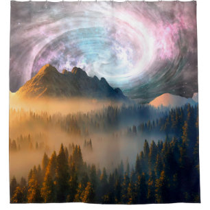 MOUNTAIN DAWN FOREST GALAXY STYLE BACKGROUND