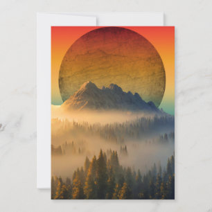 MOUNTAIN DAWN FOREST NATURE SUNSET LANDSCAPE INVITATION