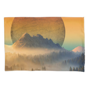 MOUNTAIN DAWN FOREST NATURE SUNSET LANDSCAPE PILLOWCASE