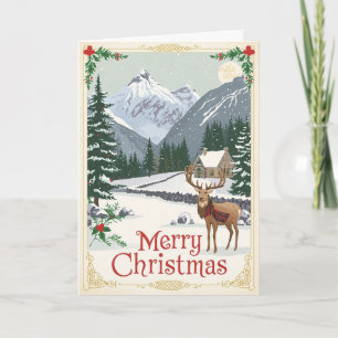 Mountain Deer Christmas Card