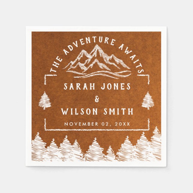 Mountain Destination simple minimal Wedding Napkin (Front)