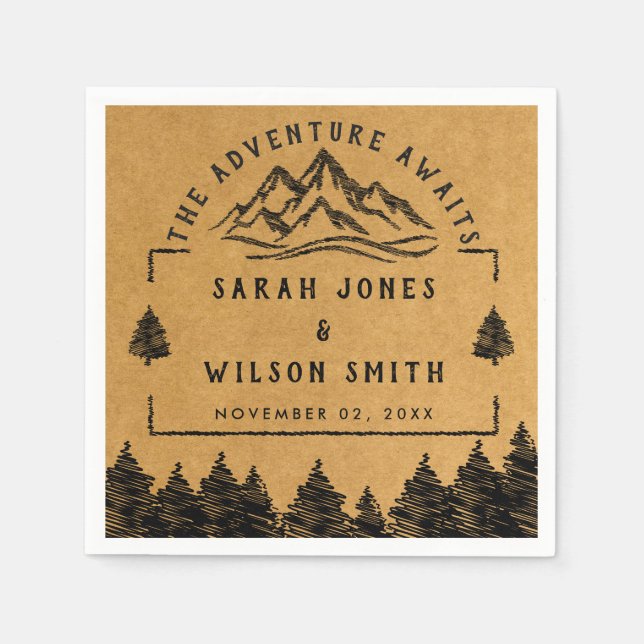 Mountain Destination simple minimal Wedding Napkin (Front)