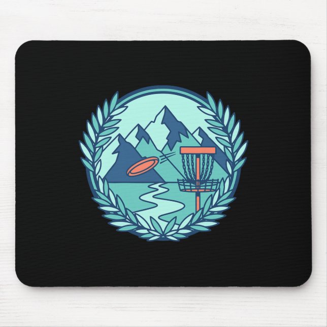 Mountain Disc Golf Scene Flying Disc Basket Course Mouse Pad (Front)