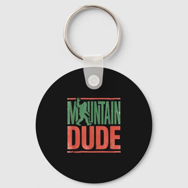 Mountain dude bigfoot retro graphic  keychain (Front)