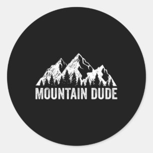 Mountain Dude Nature Rock Climbing Hiking Camping  Classic Round Sticker