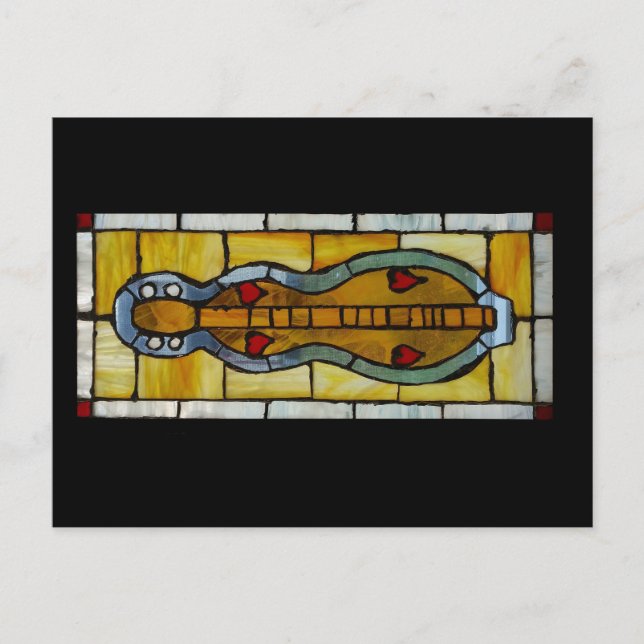 Mountain Dulcimer - Stained Glass Postcard (Front)