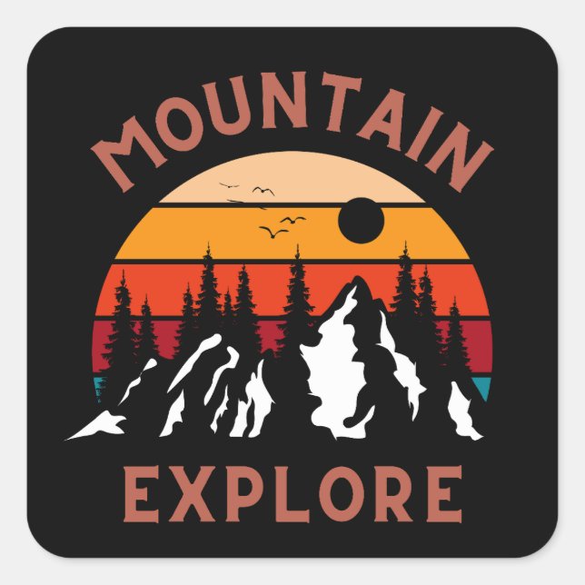 Mountain Explore Square Sticker (Front)