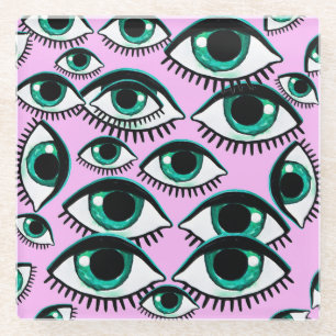 Mountain Eye Abstract Icon Glass Coaster