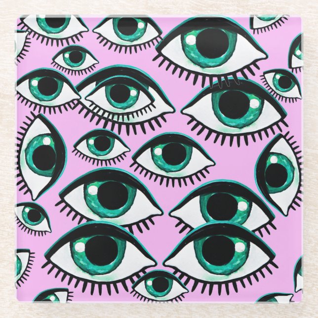 Mountain Eye Abstract Icon Glass Coaster (Front)