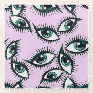 Mountain Eye Abstract Iconic Design Glass Coaster
