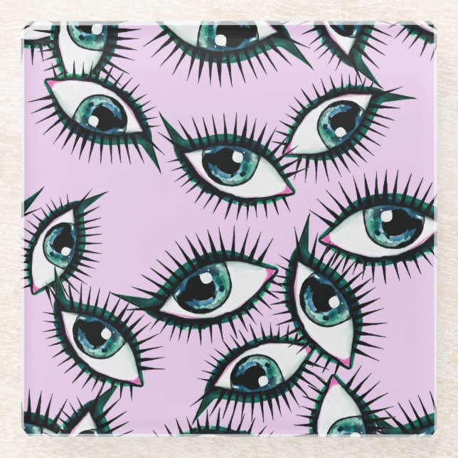 Mountain Eye Abstract Iconic Design Glass Coaster (Front)