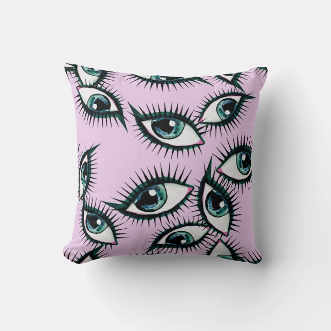 Mountain Eye Abstract Iconic Design Throw Pillow (Front)